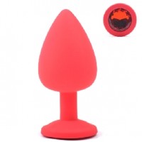 Anal Plug with Red Diamond Large Size Silicone